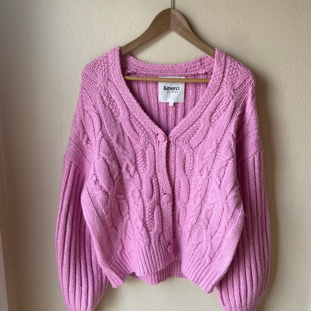 &Merci Pink Cable Knit Sweater